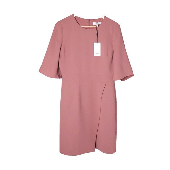 Reiss Myra Wrap Dress 8 Rose Pink Soft Girl Twee Minimalist Wedding Guest NWT - Picture 2 of 9